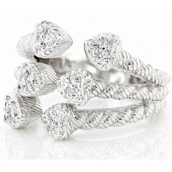 Judith Ripka Silver CZ Cluster Ring - Picture 2 of 13